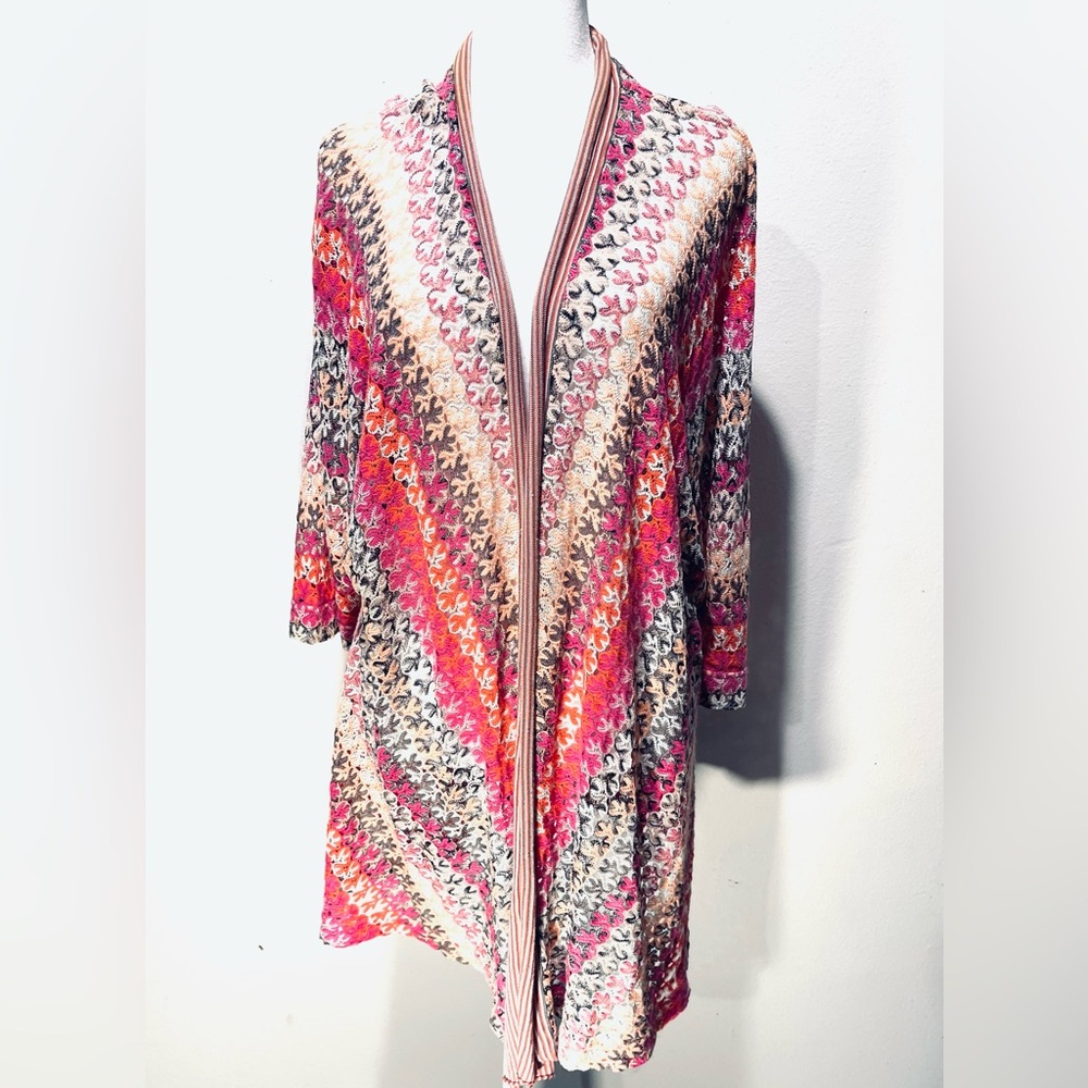Zozo cardigan poncho cottage Core colorful Y2K stripes see through women’s 2X - Picture 2 of 9